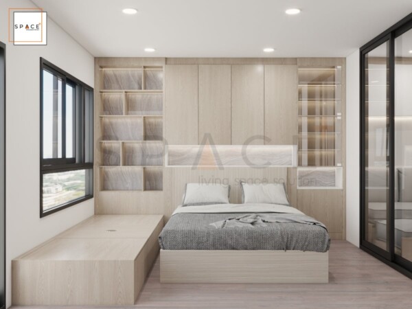 บิ้วอินคอนโด  Aspire Erawan Prime ห้องนอน+ห้องนั่งเล่น