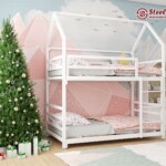 เตียงสองชั้น หัวเตียงจั่วบ้าน cozy