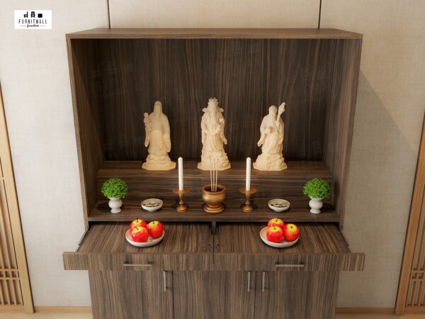 ตู้บูชาเทพเจ้า ฮก ลก ซิ่ว เทพเจ้าแห่งความมงคลของจีน ตู้พระหน้ากว้าง - Image 2