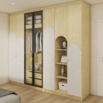 บิ้วอินตู้เสื้อผ้าโมเดิร์นบานมินิมอลเล่นสี+บานกระจก1คู่ เลือกแบบได้