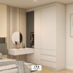 บิ้วอินตู้เสื้อผ้าพร้อมโต๊ะลอย สไตล์โมเดิร์น บิ้วอินเฉพาะจุด