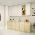 ครัวโมเดิร์นมูจิ หน้าบานยกขอบ ตู้ล่างพร้อมตู้แขวน สั่งตามขนาดได้