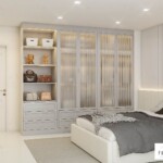 บิ้วอินตู้เสื้อผ้ากระจกลอน พร้อมตู้โชว์