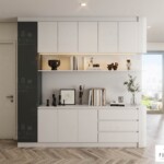 บิ้วอินตู้ครัว ตู้ไซด์บอร์ดมุมโค้ง