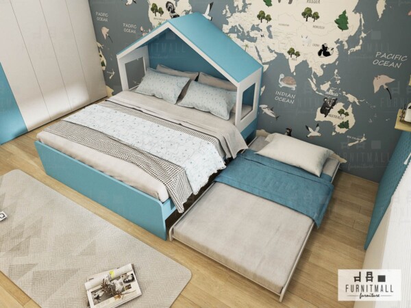 🏠 เตียงบ้านน้อยสุดน่ารัก เอาใจหนูน้อยนักผจญภัย! 🌎 มาพร้อมกับถาดสไลด์ 3.5 ฟุต