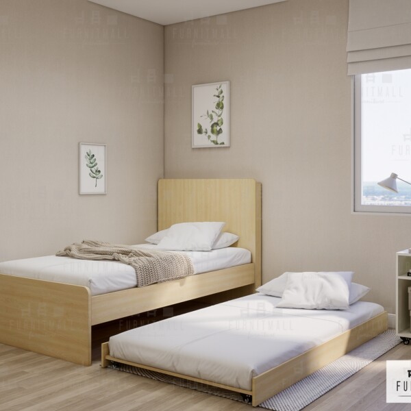 เตียงเบสิค พร้อมหัวเตียงสูง+ถาดสไลด์ 3.5,5,6 ฟุต