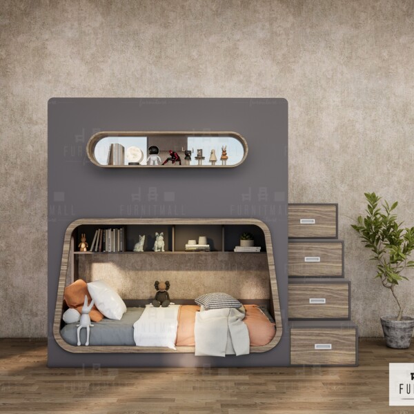 เตียงสองชั้น Bunk Cozy Capsule เตียงโอสเทล เตียงสองชั้นสำหรับเด็ก