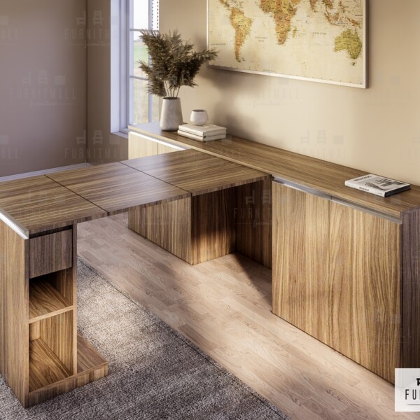 ตู้ซ่อนโต๊ะพับล่าง พร้อมตู้เก็บของ ตู้ไซด์บอร์ด กว้าง 2.2/2.4m