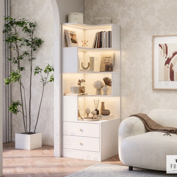 ตู้โชว์เข้ามุม ขนาด 60*60ซม. พร้อมไฟ LED