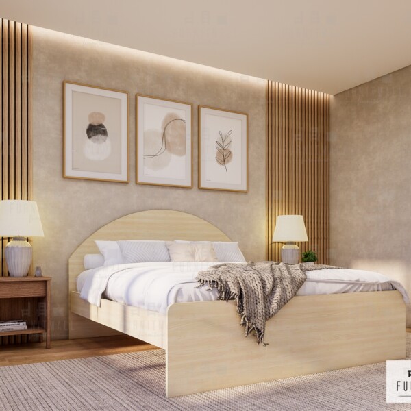 เตียงไม้รุ่นเบสิก หัวเตียงโค้ง